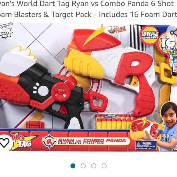 Ryan's World Dart Tag Ryan vs Combo Panda 6 Shot Foam Blasters & Target Pack - I - Picture 1 of 7